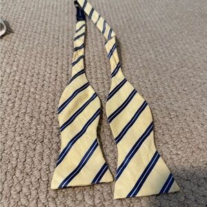 Tommy Hilfiger Yellow and Blue Striped Self Tie Bow Tie